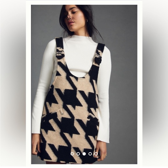 RARE Anna Sui Houndstooth Jumper Mini Dress - Picture 1 of 3